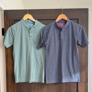 VTG Short Sleeve Henley Shirts in Green and Blue